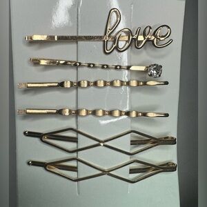 Fashion Gold Hairpin Set of 6 hairpins with Love Design NWT